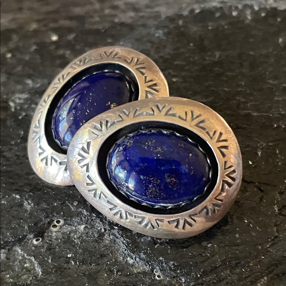 Jewelry - Native American Vintage Lapis Clip Earrings